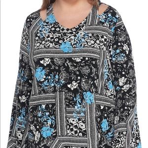 Plus Size Flutter Sleeve Cut Out Blouse